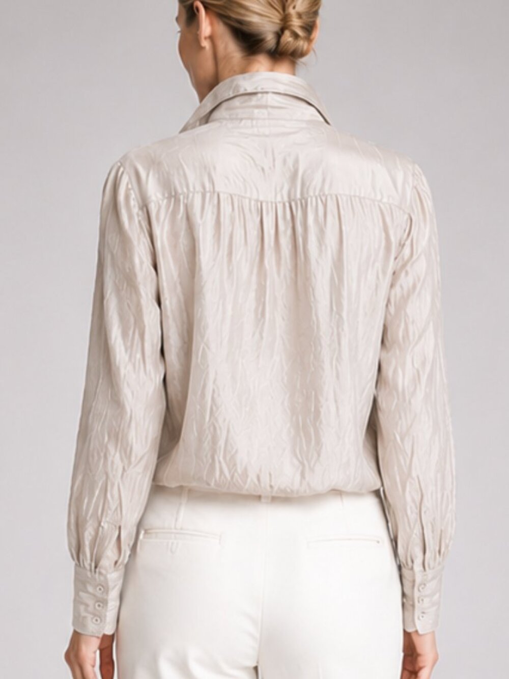 New, Ralph Lauren Black Label Crinkled Organza Puffed Silk Blend Blouse - Picture 2 of 16